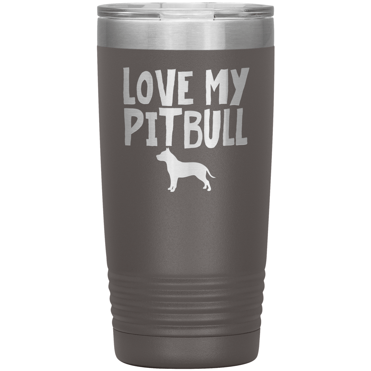 Love My Pitbull 20 Oz Vacuum Tumbler Tumblers Pewter
