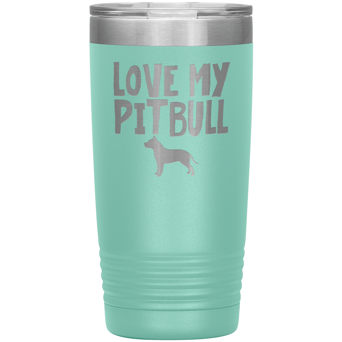 Love My Pitbull 20 Oz Vacuum Tumbler Tumblers Teal