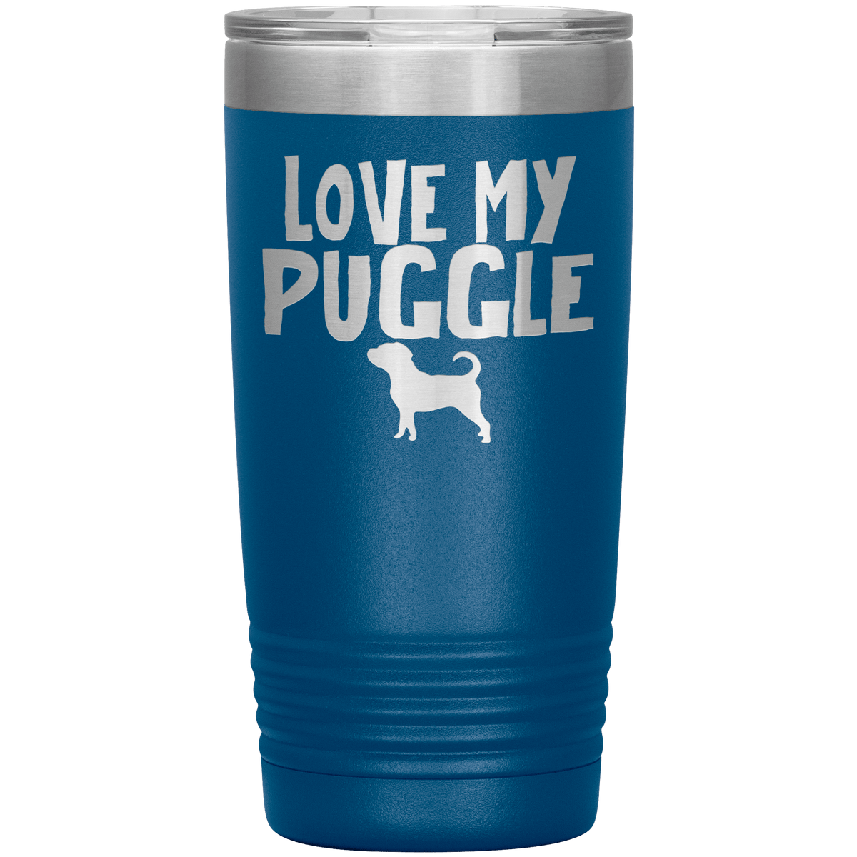 Love My Puggle 20 Oz Vacuum Tumbler Tumblers Blue