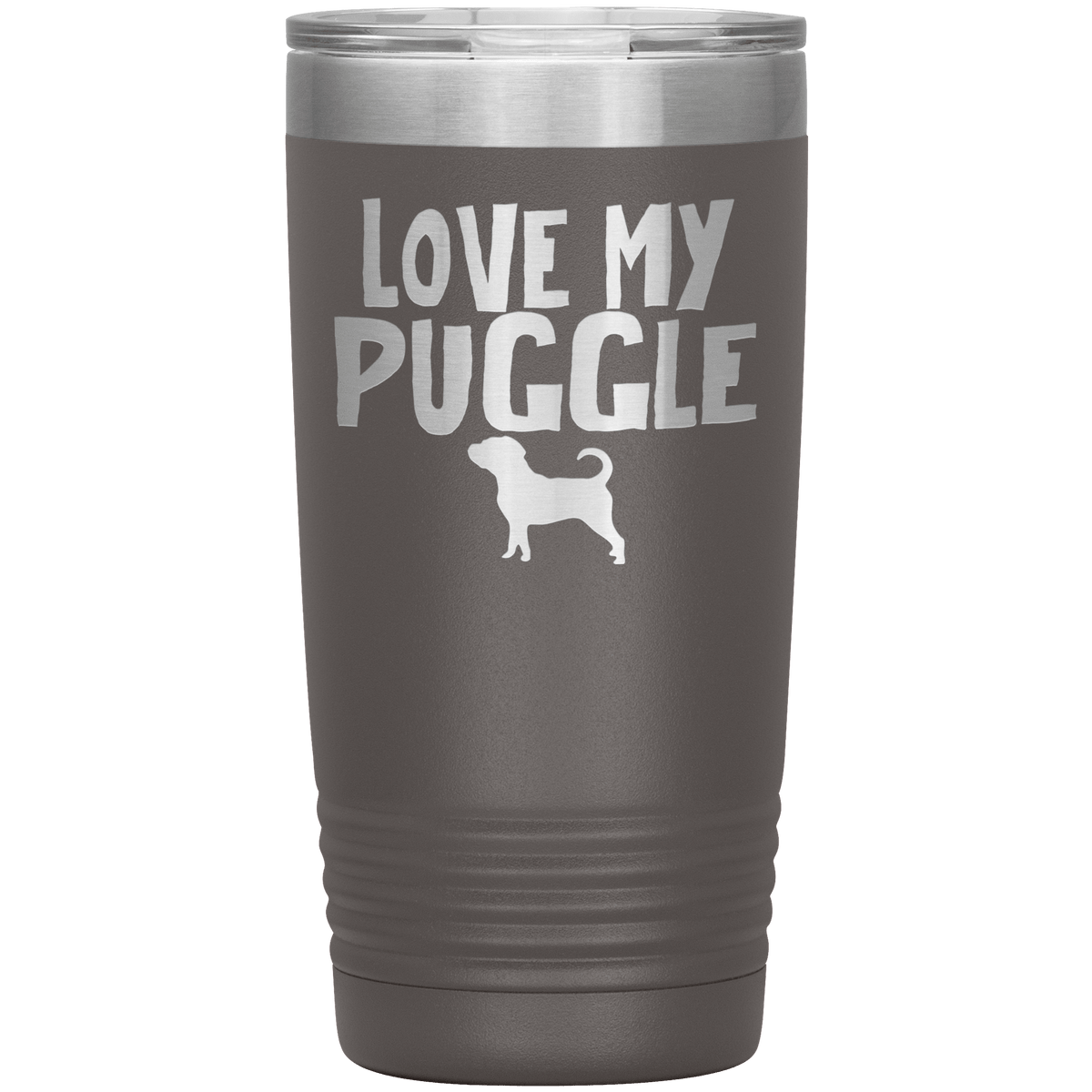 Love My Puggle 20 Oz Vacuum Tumbler Tumblers Pewter