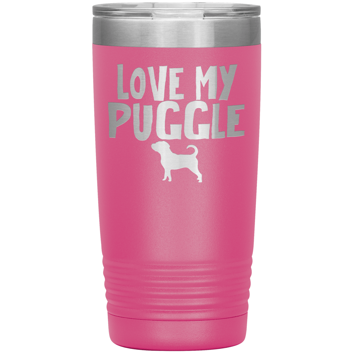 Love My Puggle 20 Oz Vacuum Tumbler Tumblers Pink