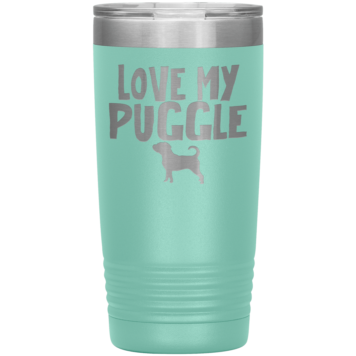 Love My Puggle 20 Oz Vacuum Tumbler Tumblers Teal