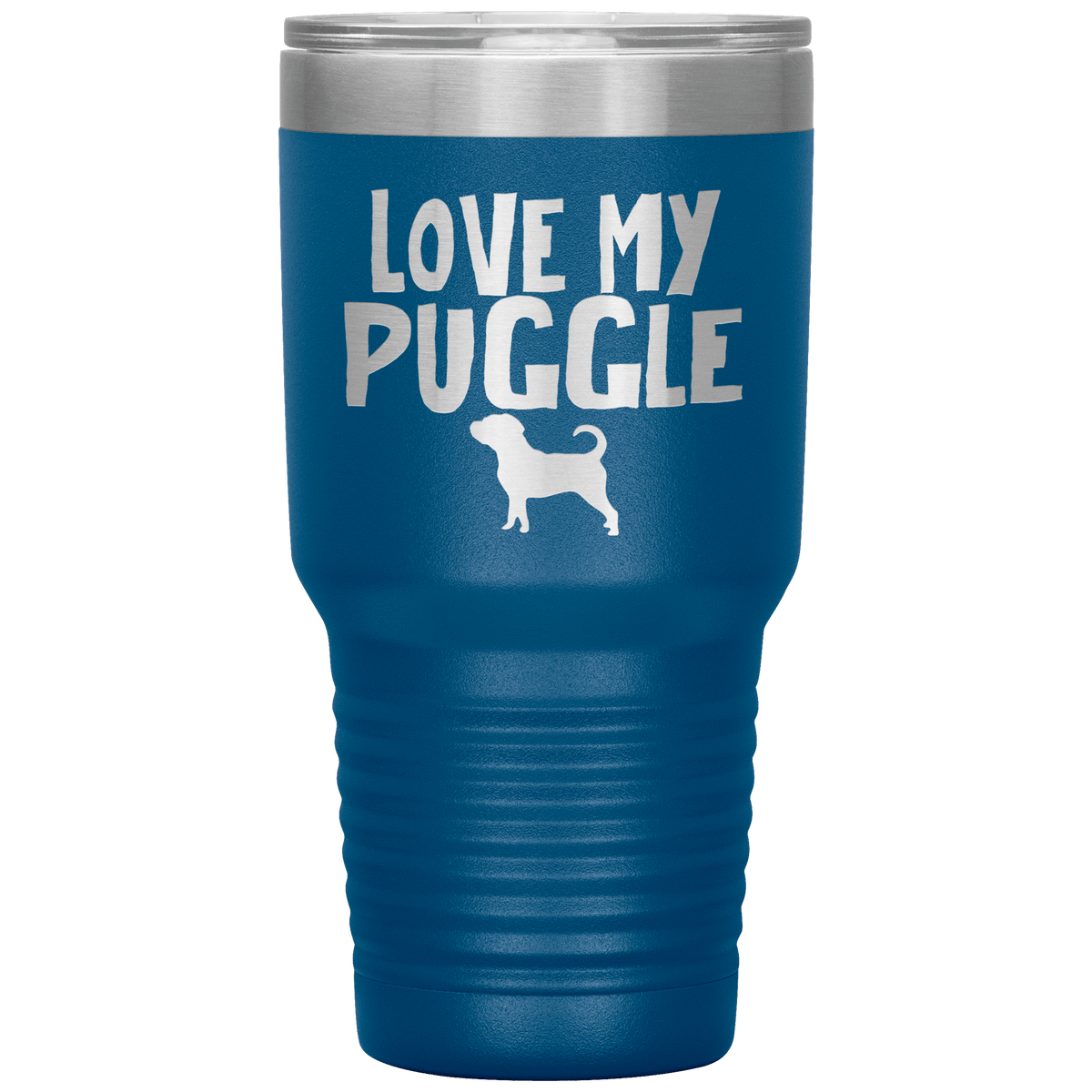 Love My Puggle 30 Oz Vacuum Tumbler Tumblers Blue
