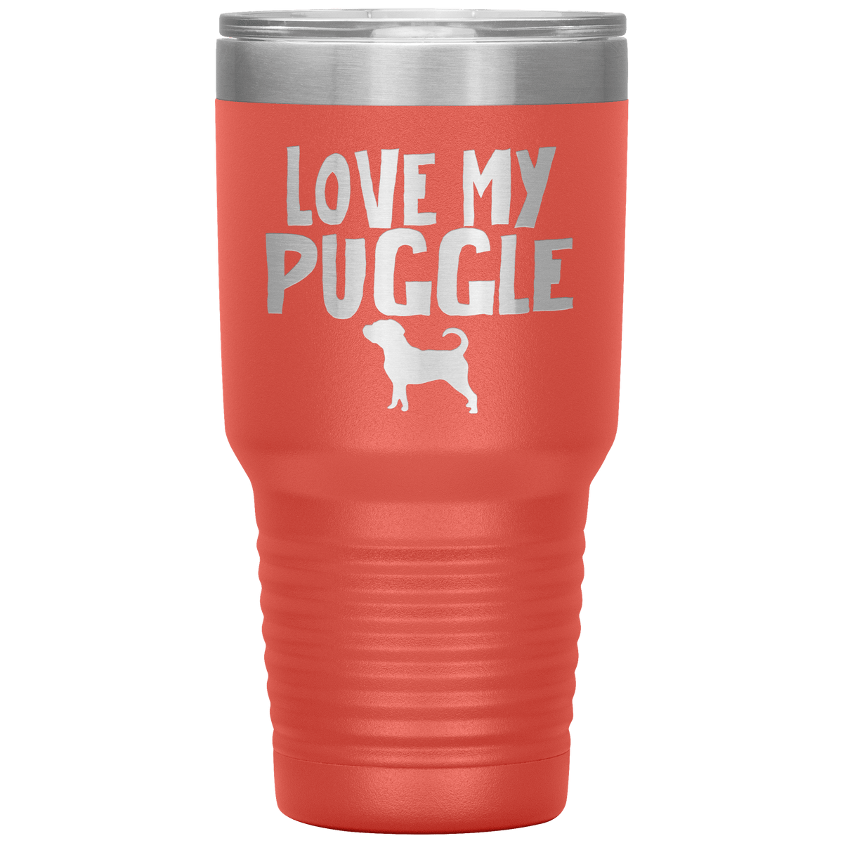 Love My Puggle 30 Oz Vacuum Tumbler Tumblers Coral