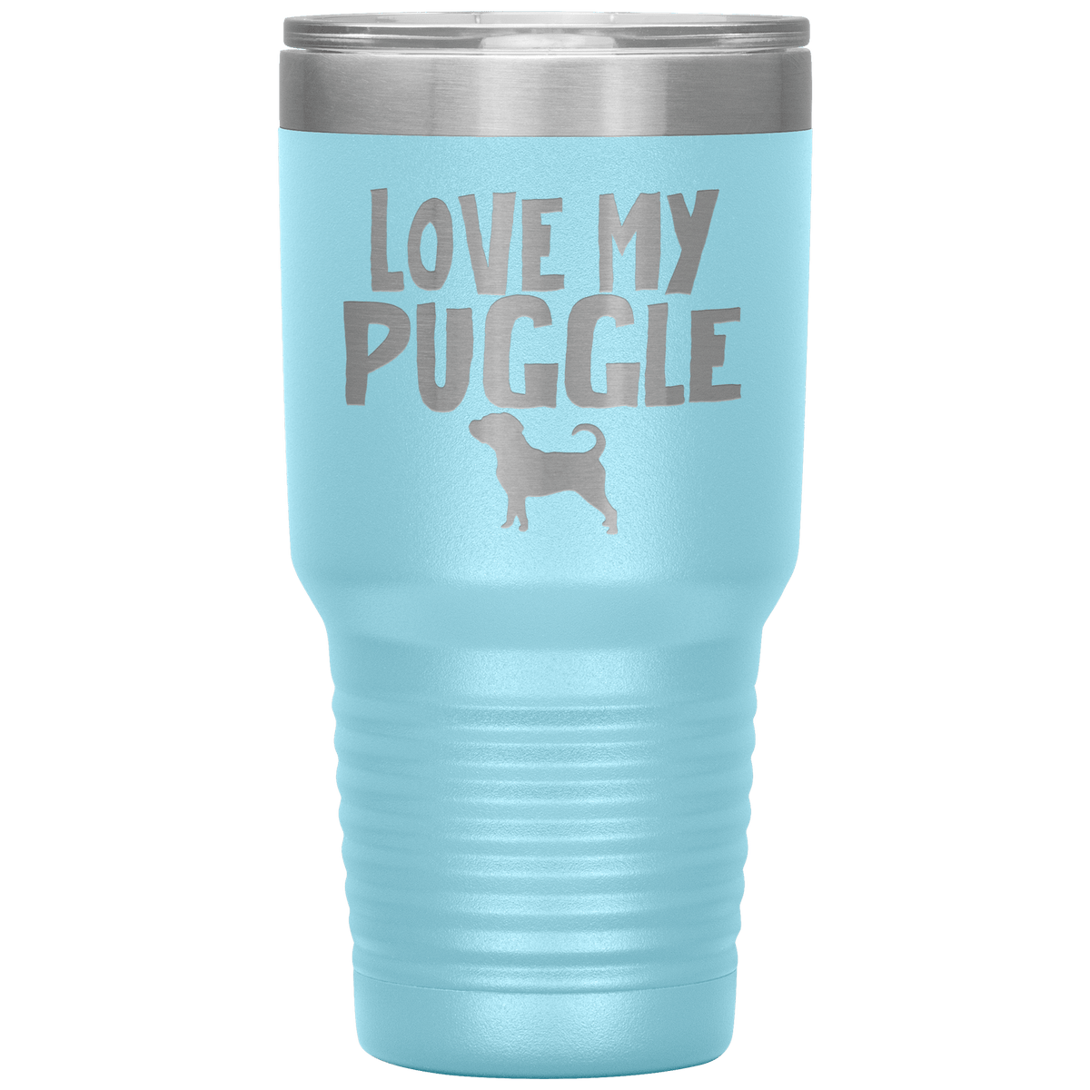 Love My Puggle 30 Oz Vacuum Tumbler Tumblers Light Blue