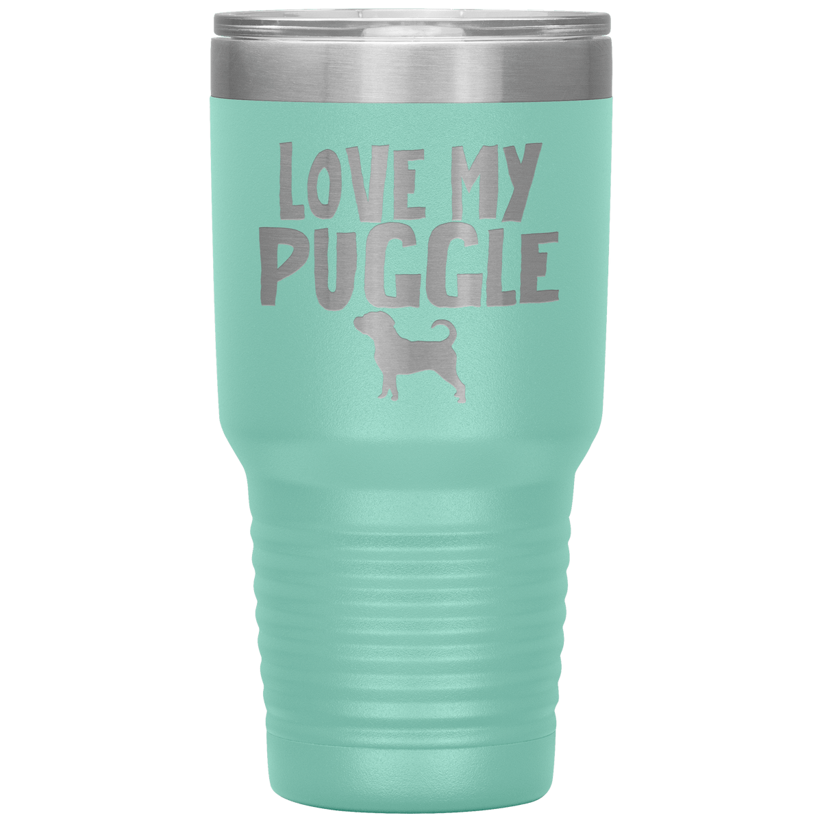 Love My Puggle 30 Oz Vacuum Tumbler Tumblers Teal