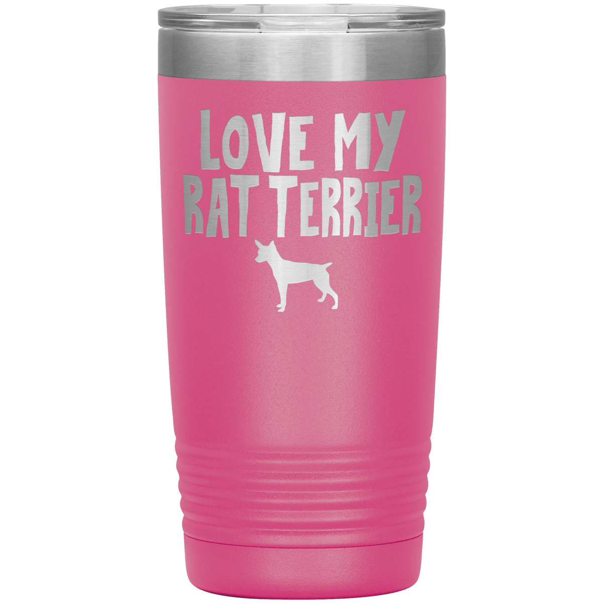Love My Rat Terrier 20 Oz Vacuum Tumbler Tumblers Pink