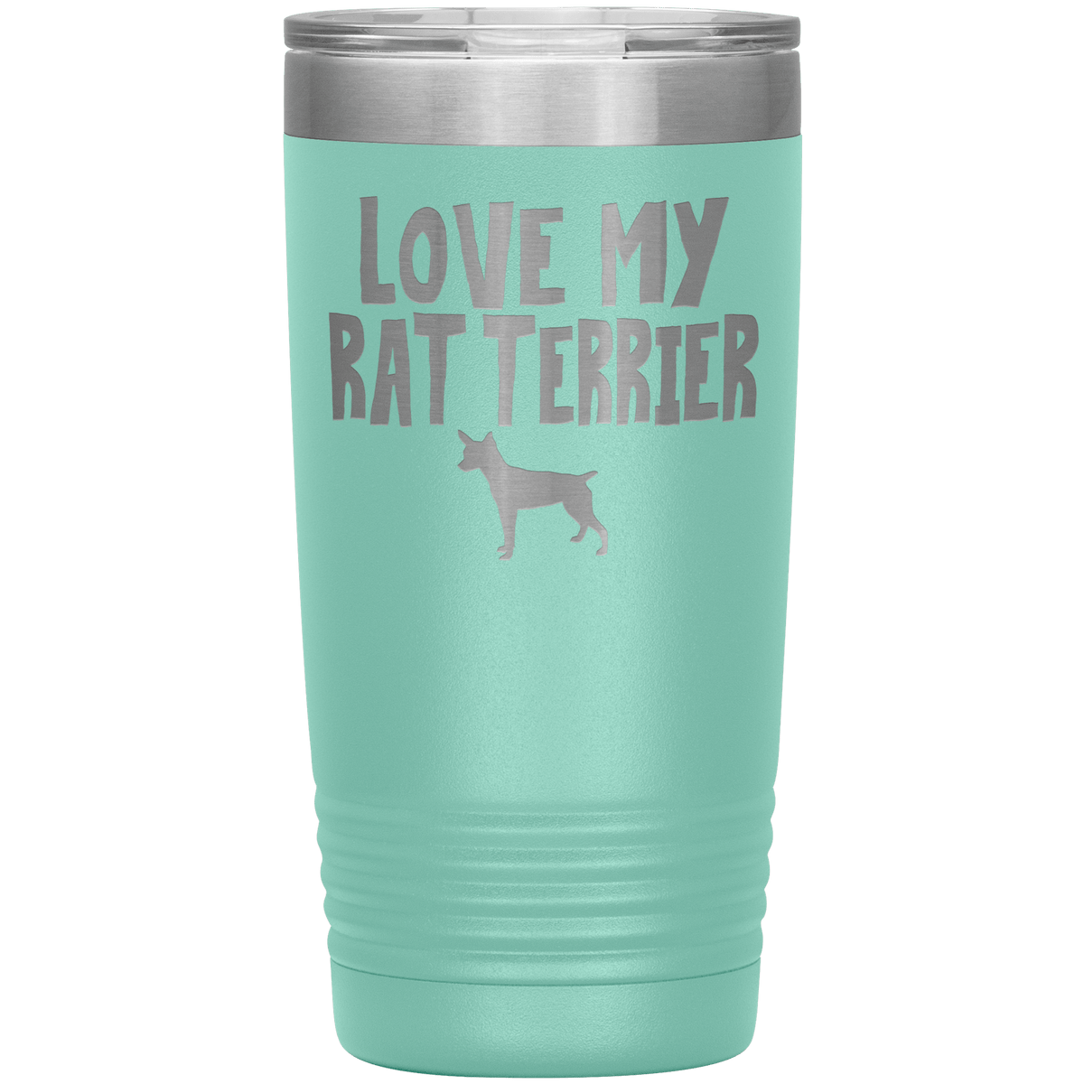 Love My Rat Terrier 20 Oz Vacuum Tumbler Tumblers Teal