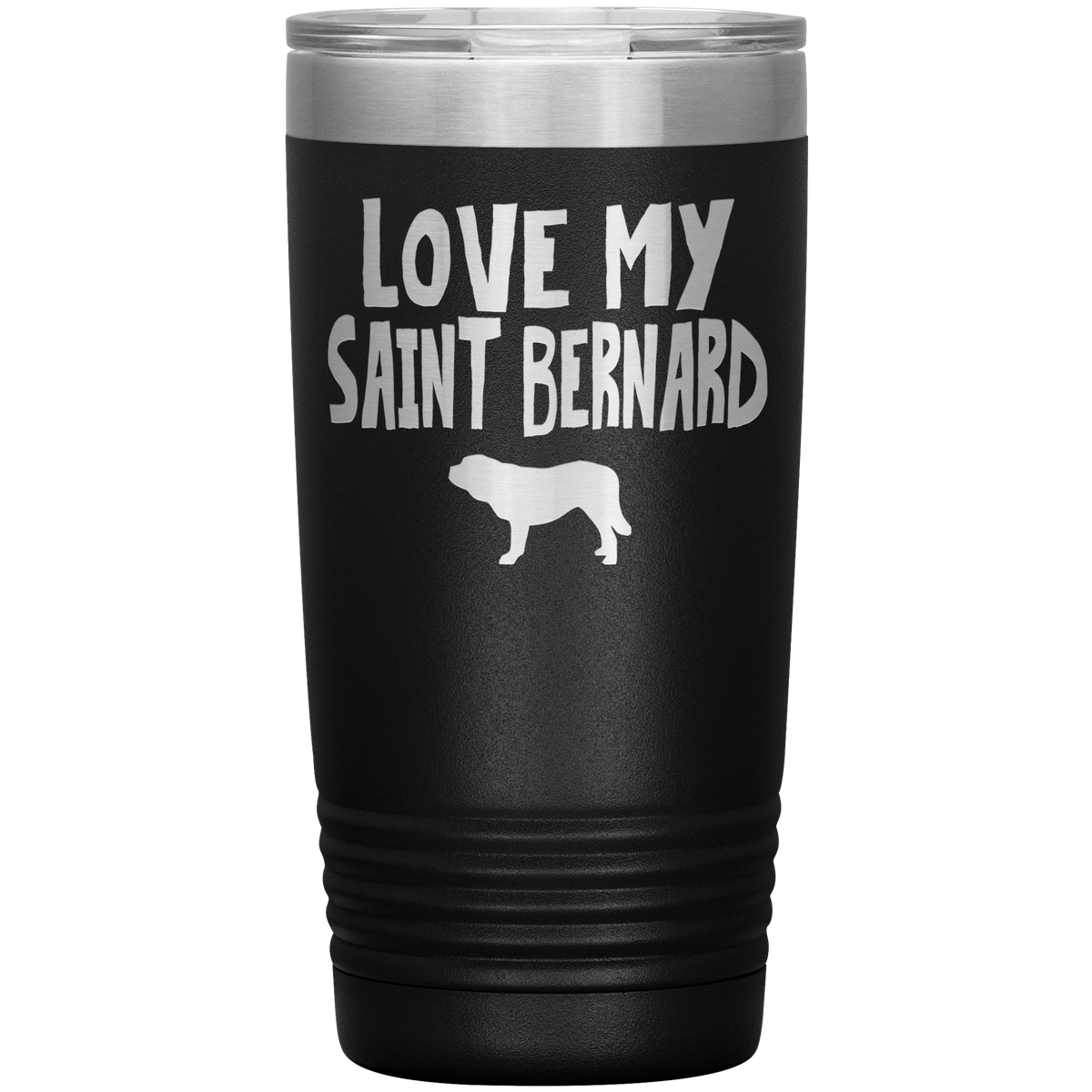 Love My Saint Bernard  20 Oz Vacuum Tumbler Tumblers Black