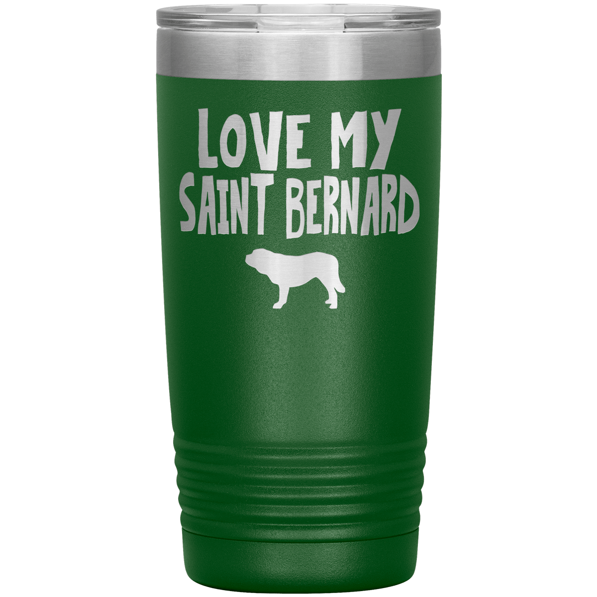 Love My Saint Bernard  20 Oz Vacuum Tumbler Tumblers Green