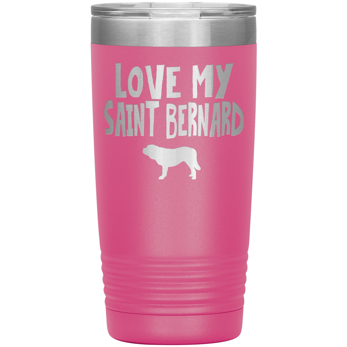 Love My Saint Bernard  20 Oz Vacuum Tumbler Tumblers Pink