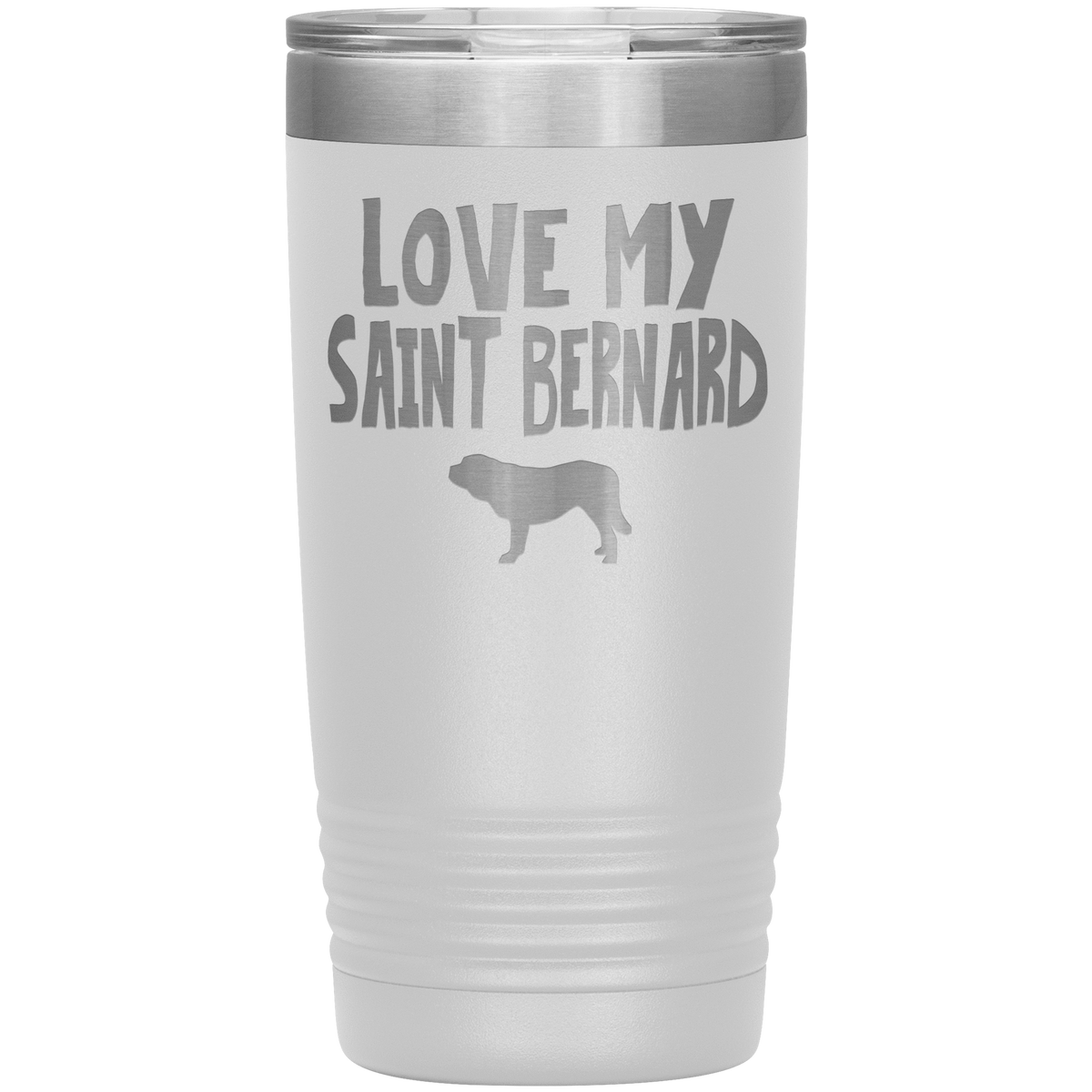 Love My Saint Bernard  20 Oz Vacuum Tumbler Tumblers White