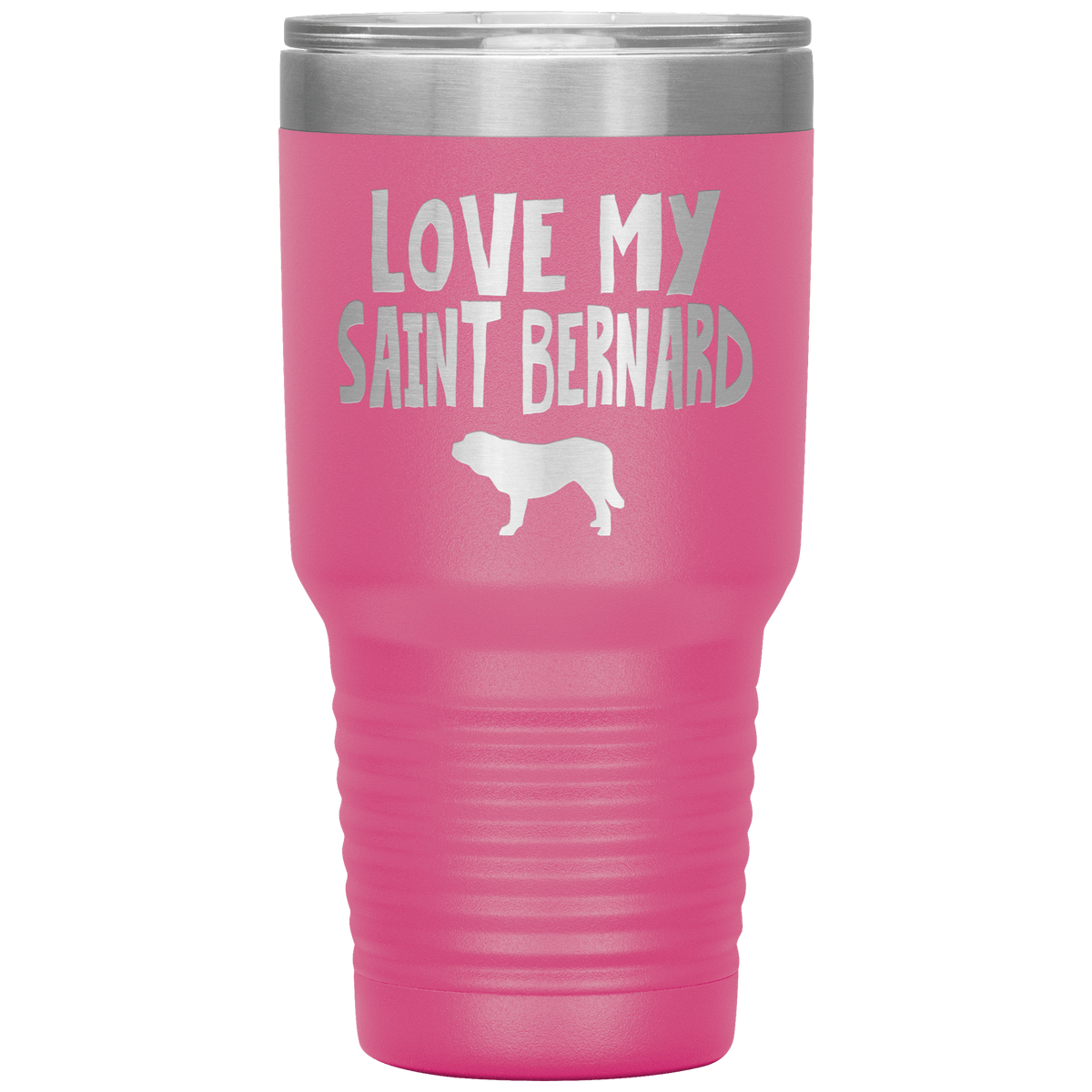 Love My Saint Bernard 30 Oz Vacuum Tumbler Tumblers Pink