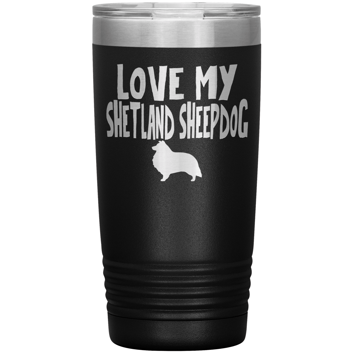Love My Shetland Sheepdog  20 Oz Vacuum Tumbler Tumblers Black