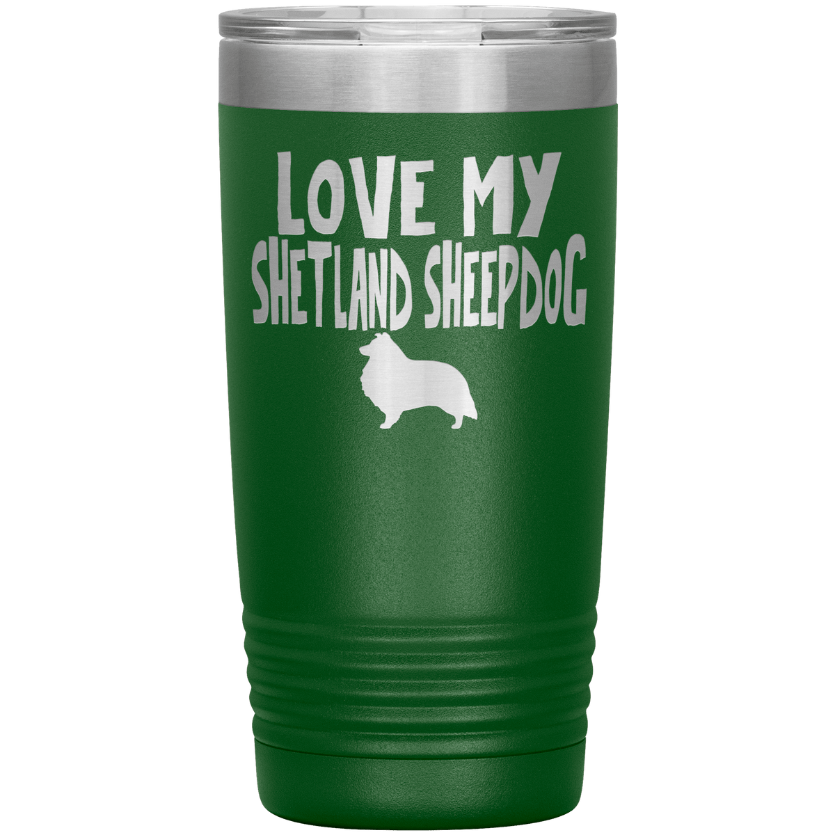 Love My Shetland Sheepdog  20 Oz Vacuum Tumbler Tumblers Green