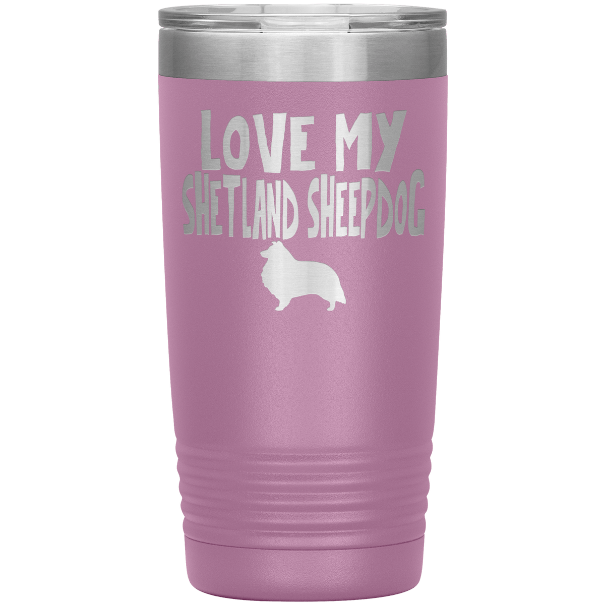 Love My Shetland Sheepdog  20 Oz Vacuum Tumbler Tumblers Light Purple