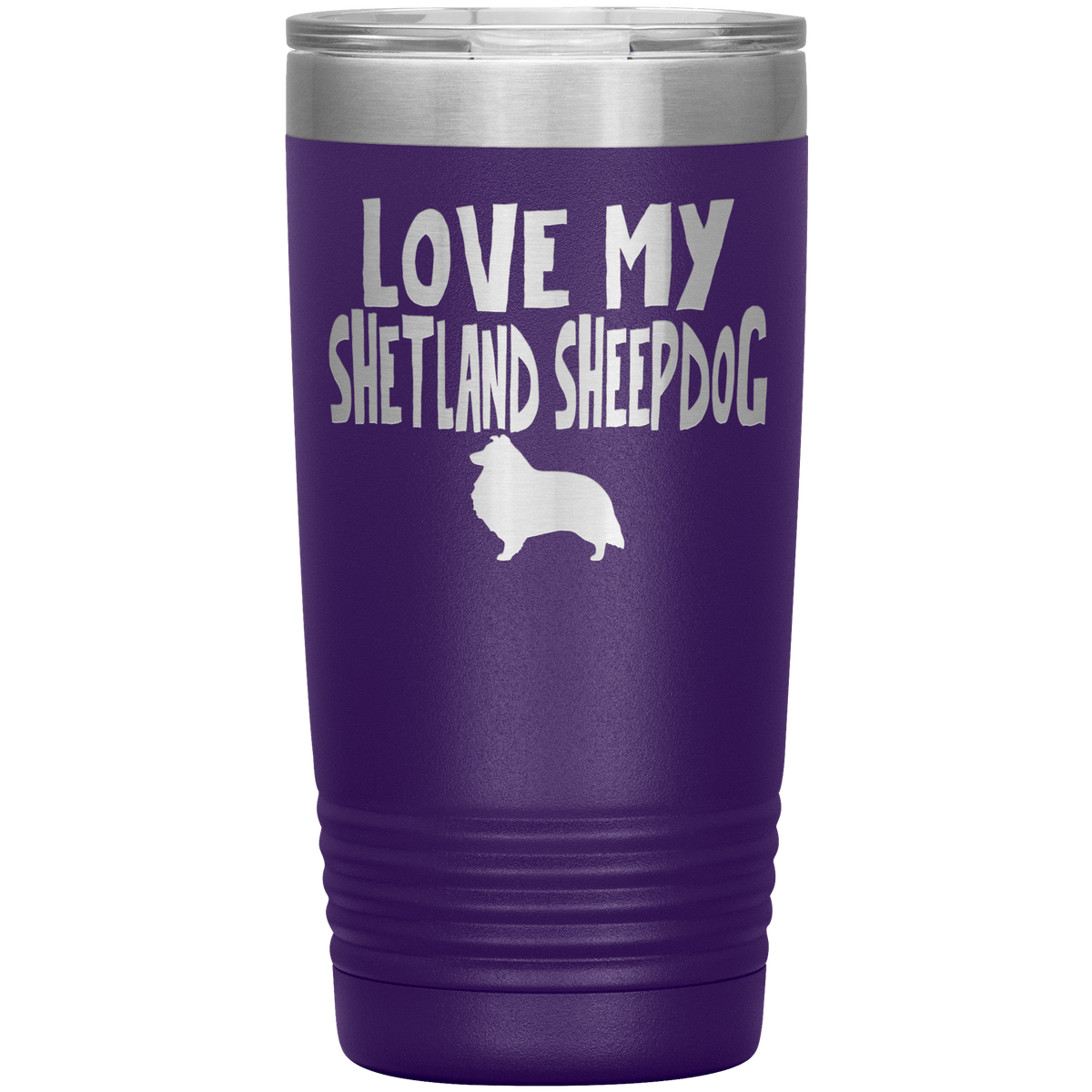 Love My Shetland Sheepdog  20 Oz Vacuum Tumbler Tumblers Purple