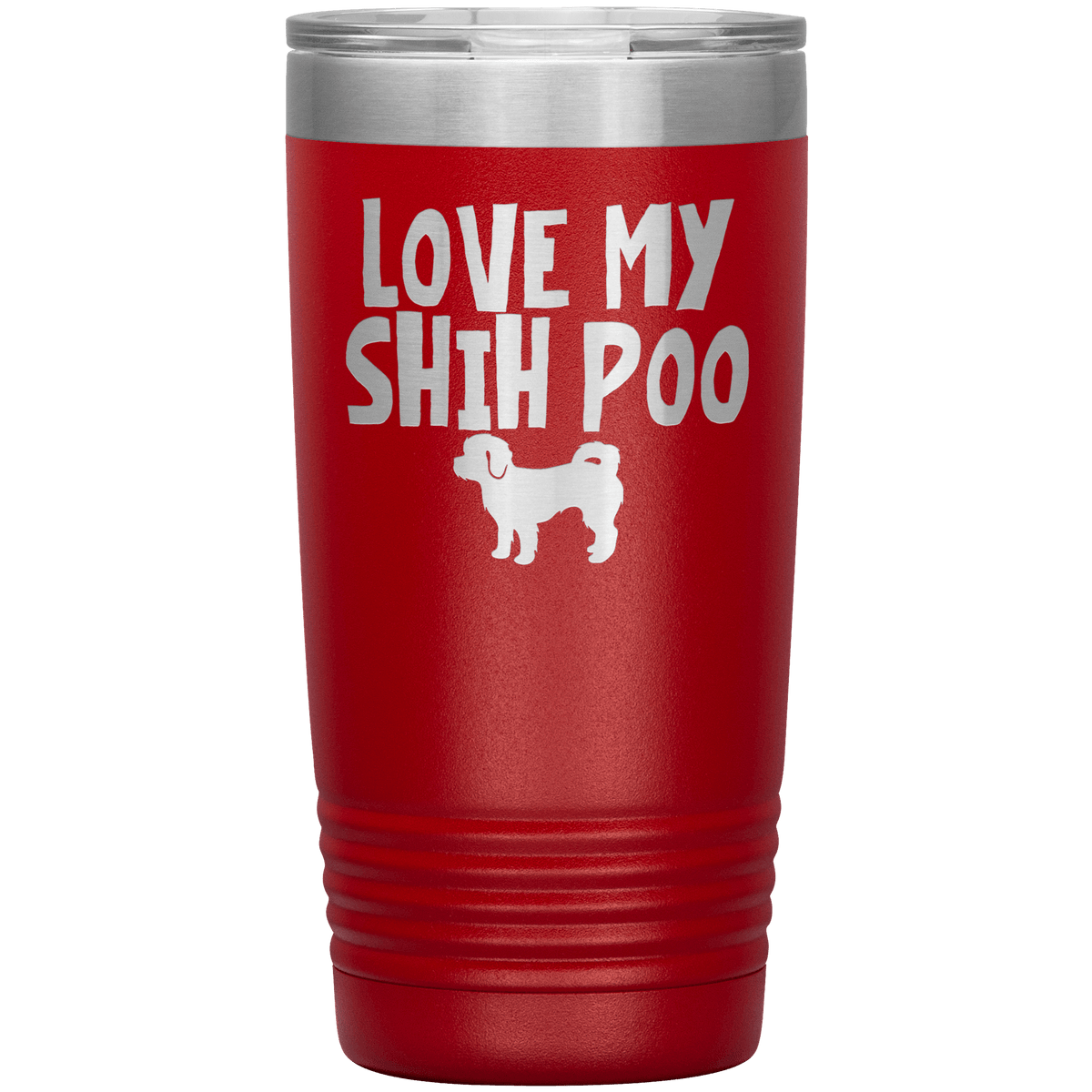 Love My Shih Poo 20 Oz Vacuum Tumbler Tumblers Red