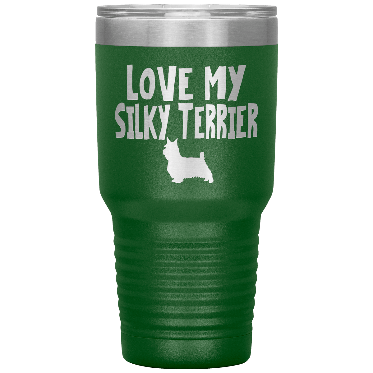 Love My Silky Terrier 30 Oz Vacuum Tumbler Tumblers Green