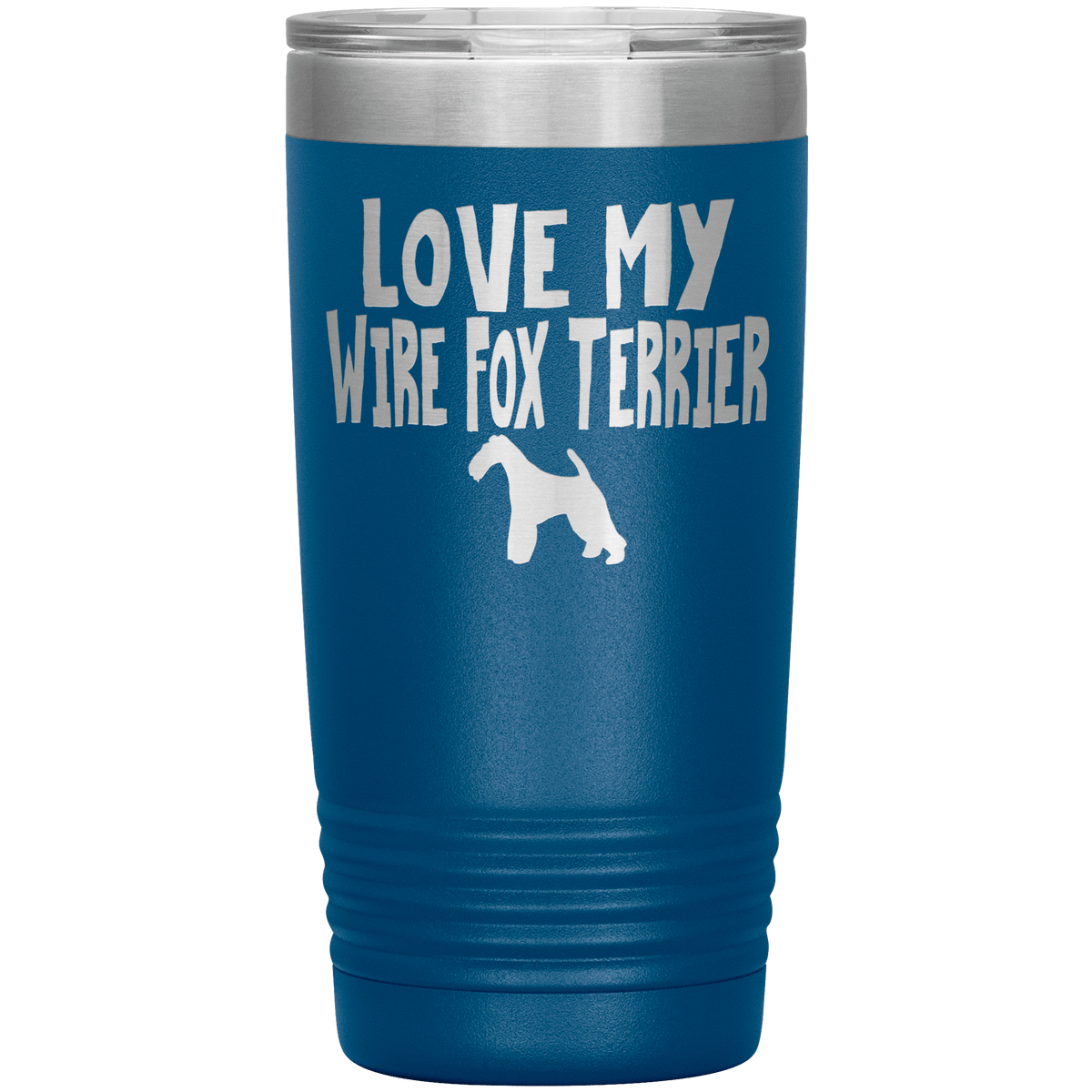 Love My Wire Fox Terrier 20 Oz Vacuum Tumbler Tumblers Blue