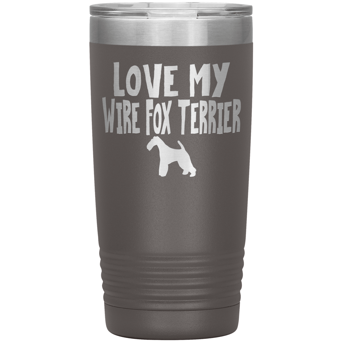 Love My Wire Fox Terrier 20 Oz Vacuum Tumbler Tumblers Pewter
