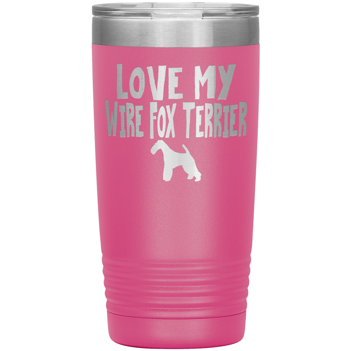 Love My Wire Fox Terrier 20 Oz Vacuum Tumbler Tumblers Pink