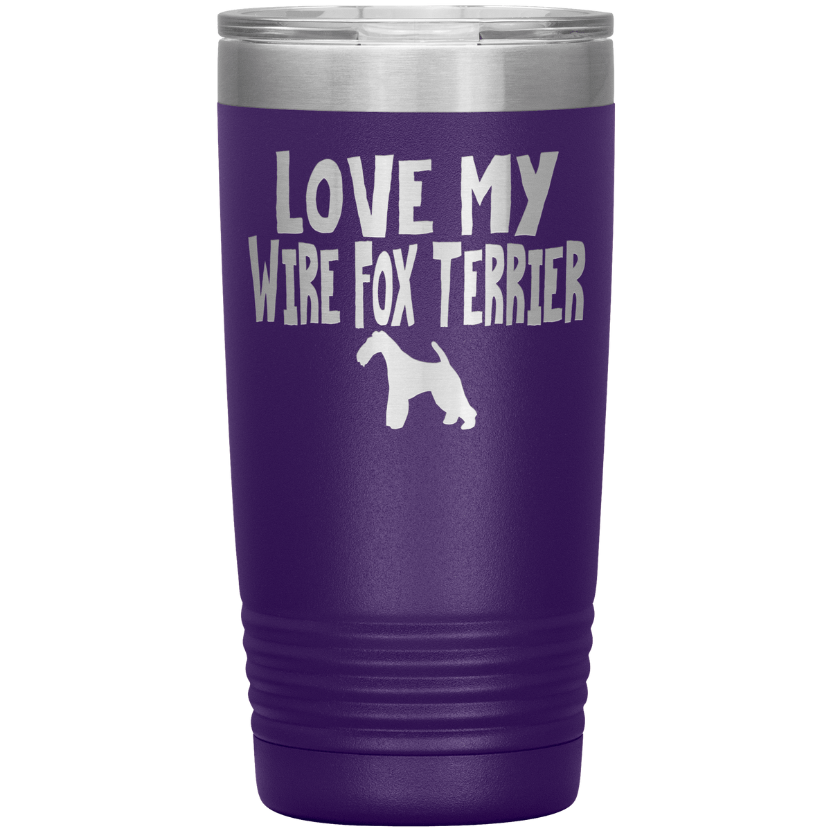 Love My Wire Fox Terrier 20 Oz Vacuum Tumbler Tumblers Purple