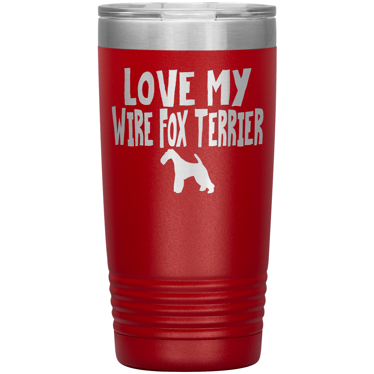 Love My Wire Fox Terrier 20 Oz Vacuum Tumbler Tumblers Red