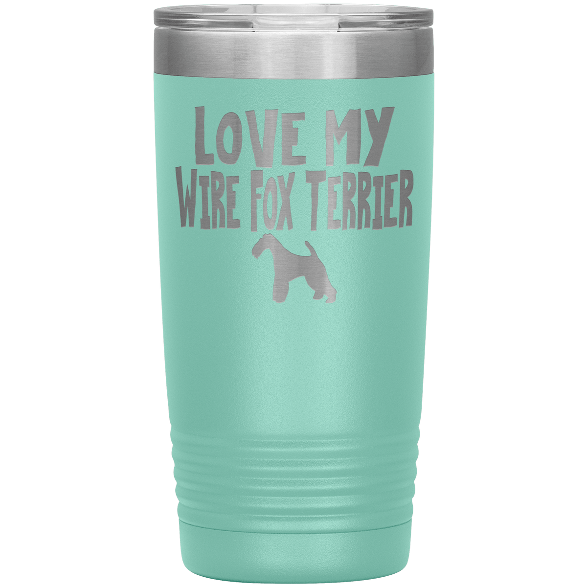 Love My Wire Fox Terrier 20 Oz Vacuum Tumbler Tumblers Teal