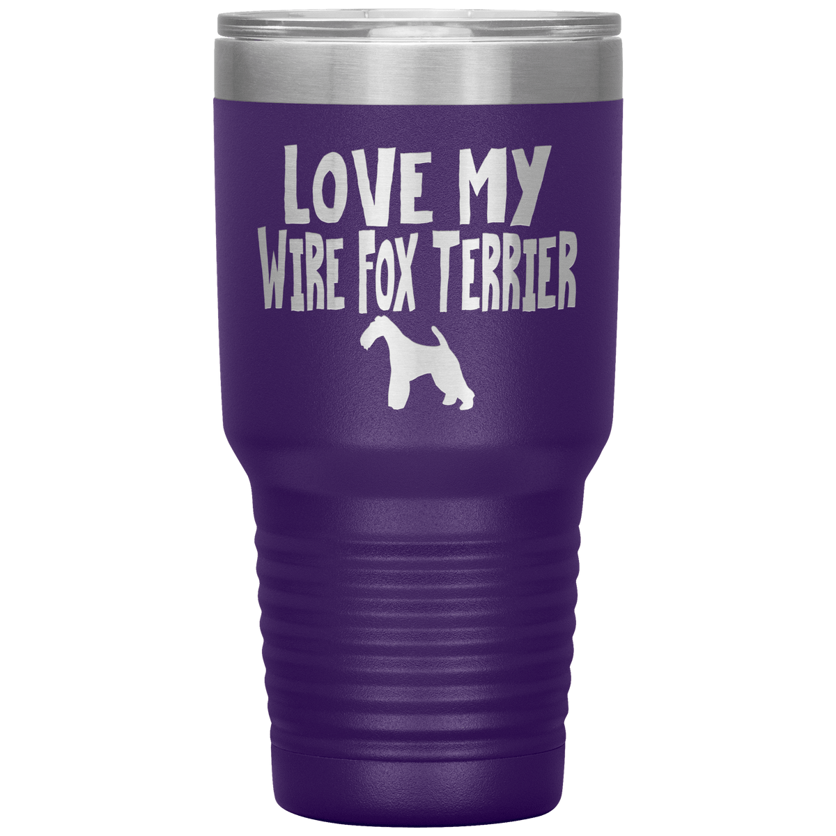 Love My Wire Fox Terrier 30 Oz Vacuum Tumbler Tumblers Purple
