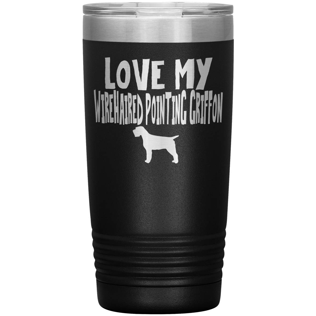 Love My Wirehaired Pointing Griffon 20 Oz Vacuum Tumbler Tumblers Black