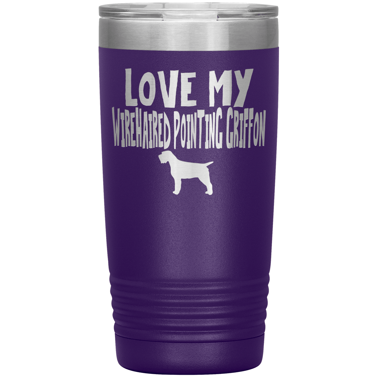 Love My Wirehaired Pointing Griffon 20 Oz Vacuum Tumbler Tumblers Purple