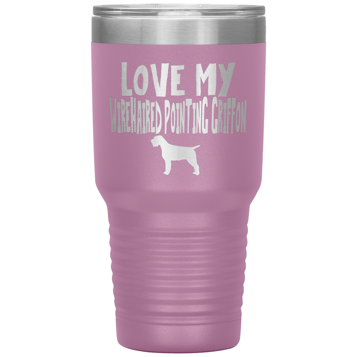 Love My Wirehaired Pointing Griffon 30 Oz Vacuum Tumbler Tumblers Light Purple