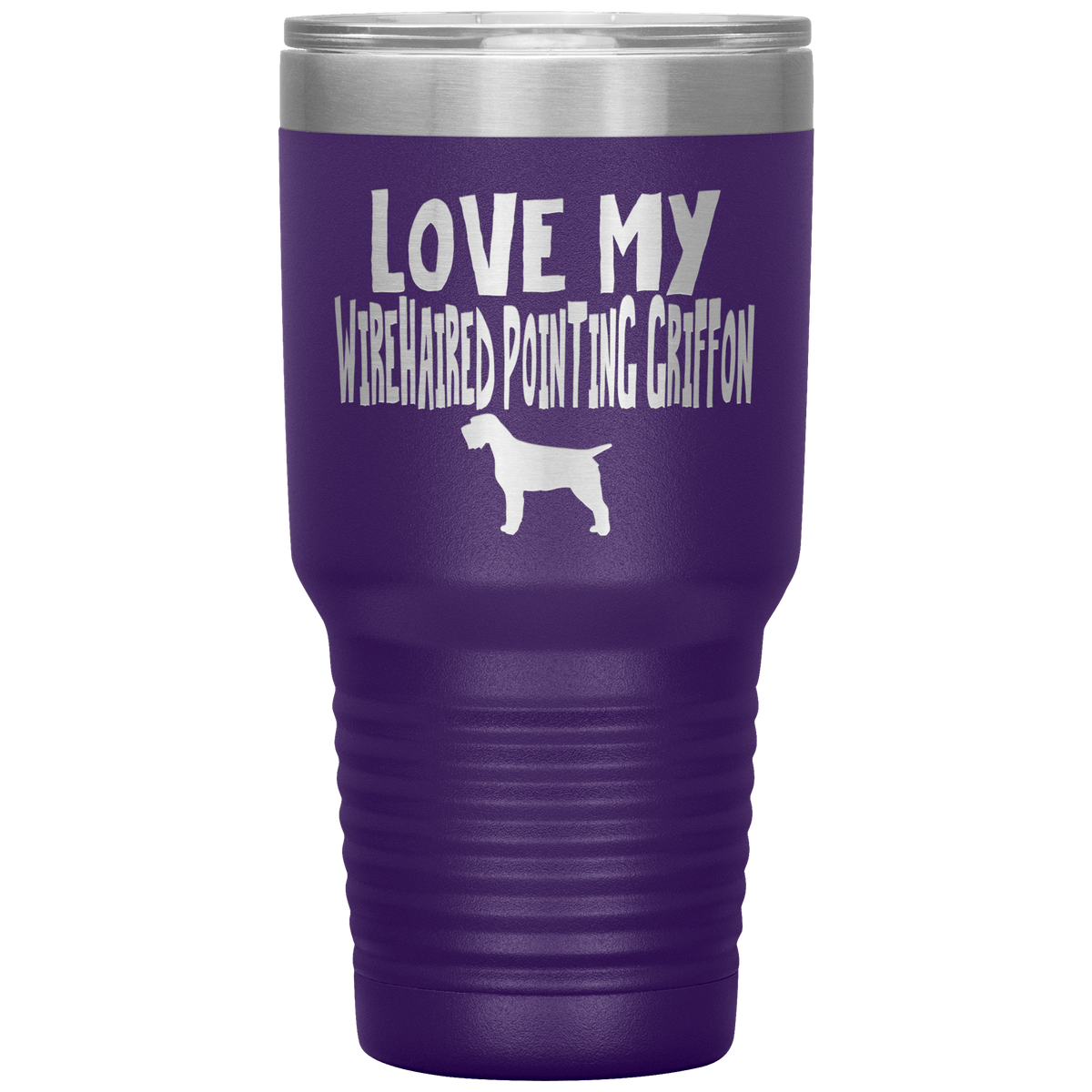 Love My Wirehaired Pointing Griffon 30 Oz Vacuum Tumbler Tumblers Purple