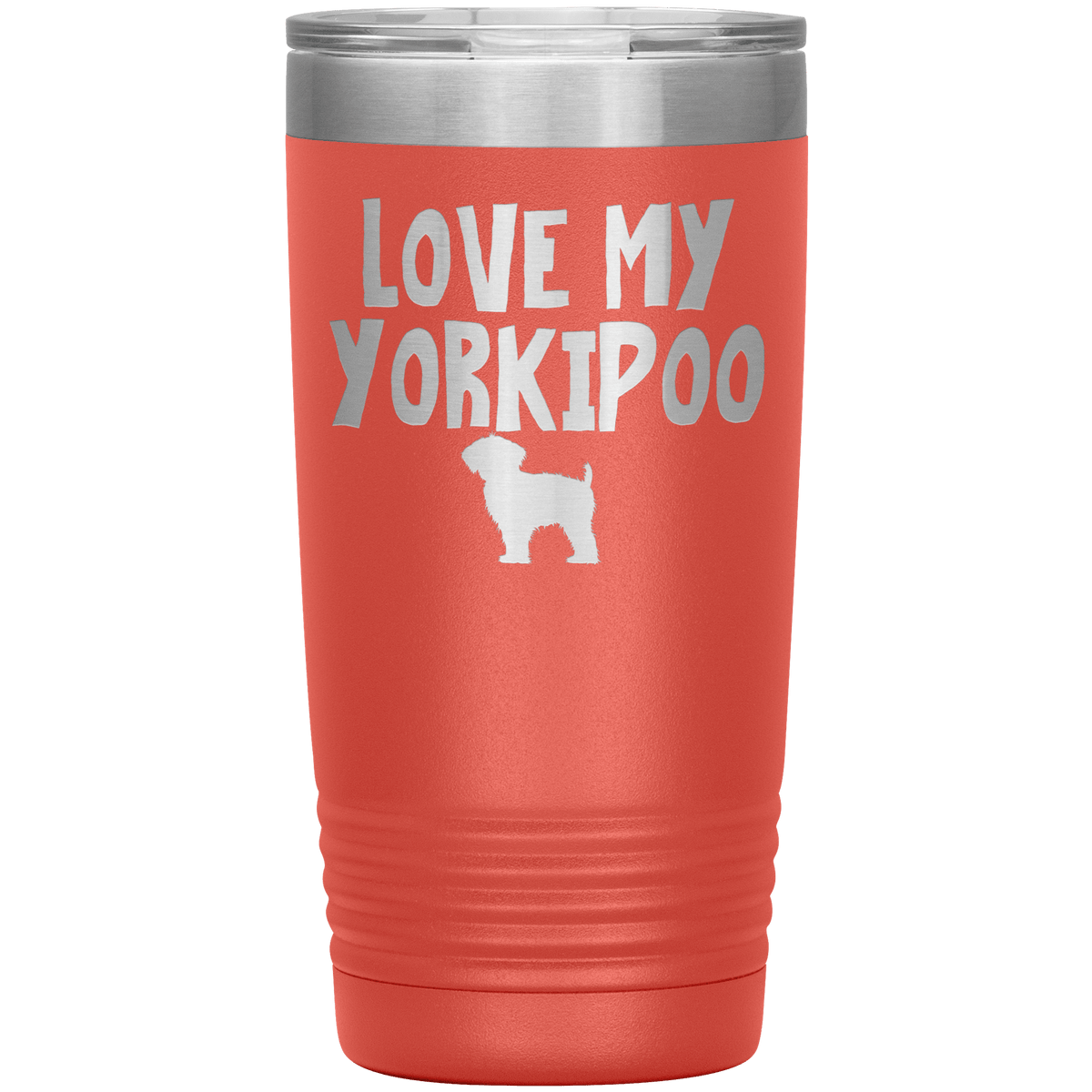 Love My Yorkipoo 20 Oz Vacuum Tumbler Tumblers Coral