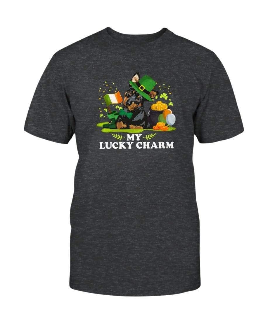 Miniature Pinscher St. Patricks Day My Lucky Charm Unisex T-Shirt Shirts Dark Grey Heather / S