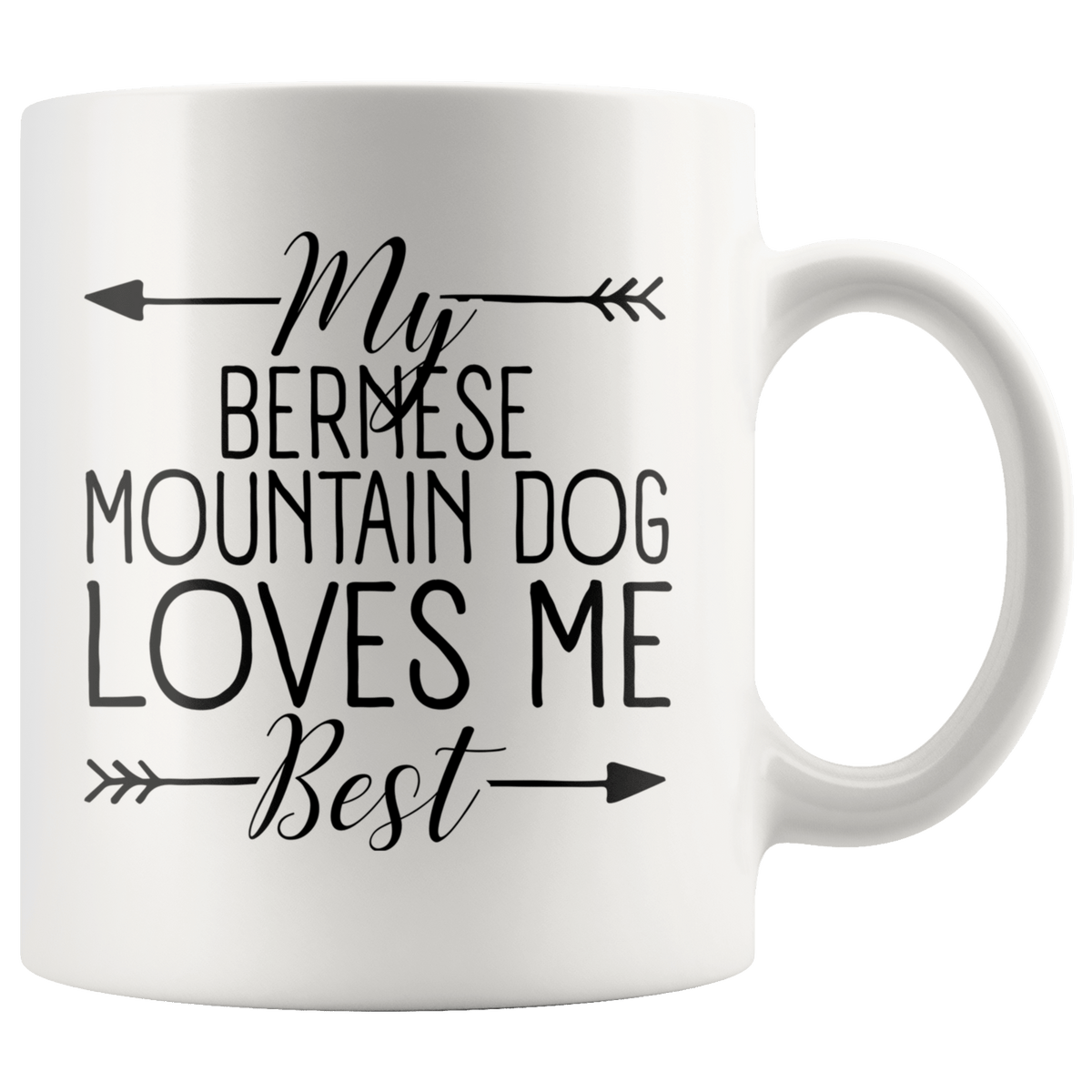 My Bernese Mountain Dog Loves Me Best Coffee / Tea Ceramic Mug - 11oz / 15oz Drinkware 11oz Mug