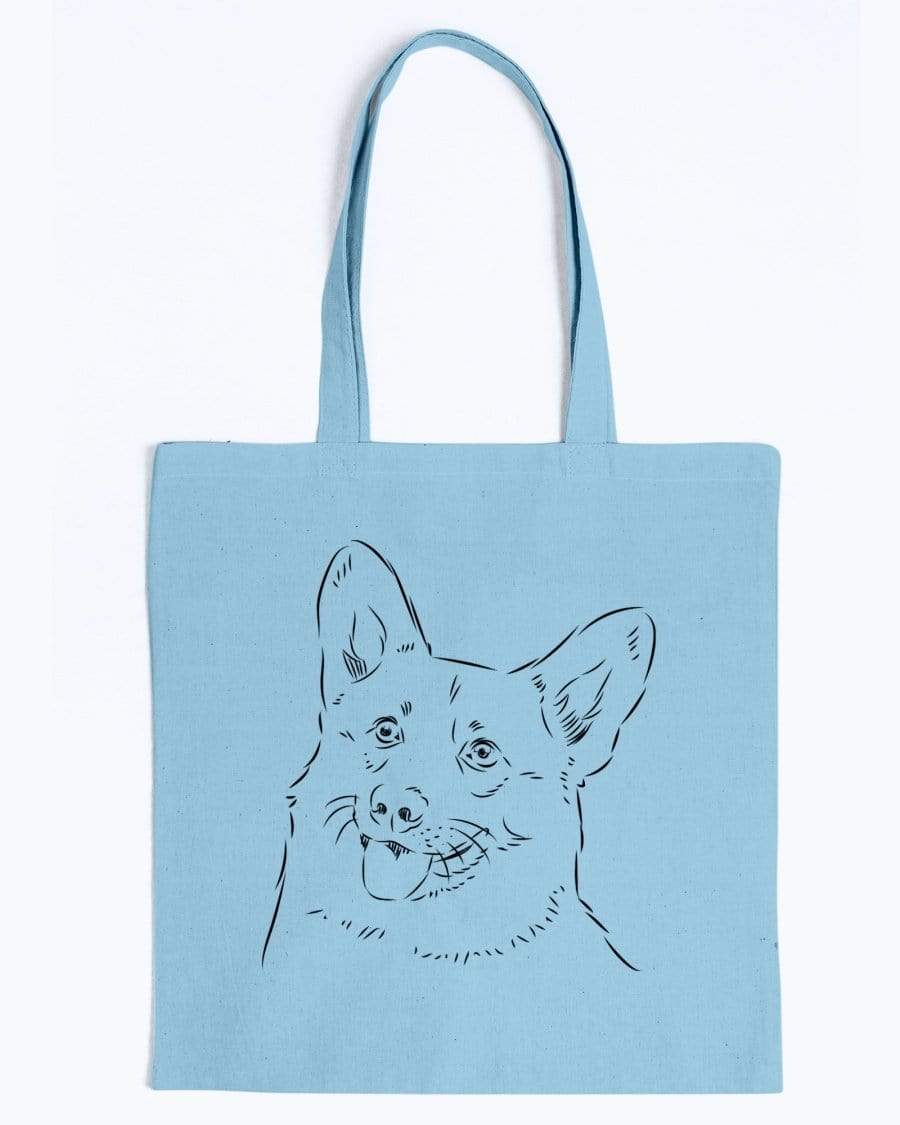 Pembroke Welsh Corgi Doodle Dogs Canvas Tote Bag Accessories Light Blue / M
