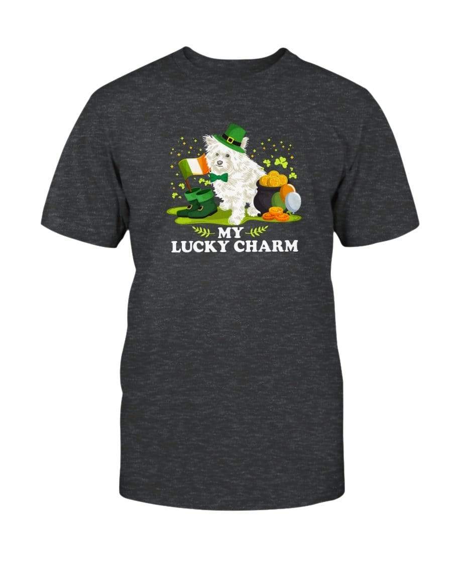 Pomapoo St. Patricks Day My Lucky Charm Unisex T-Shirt Shirts Dark Grey Heather / S