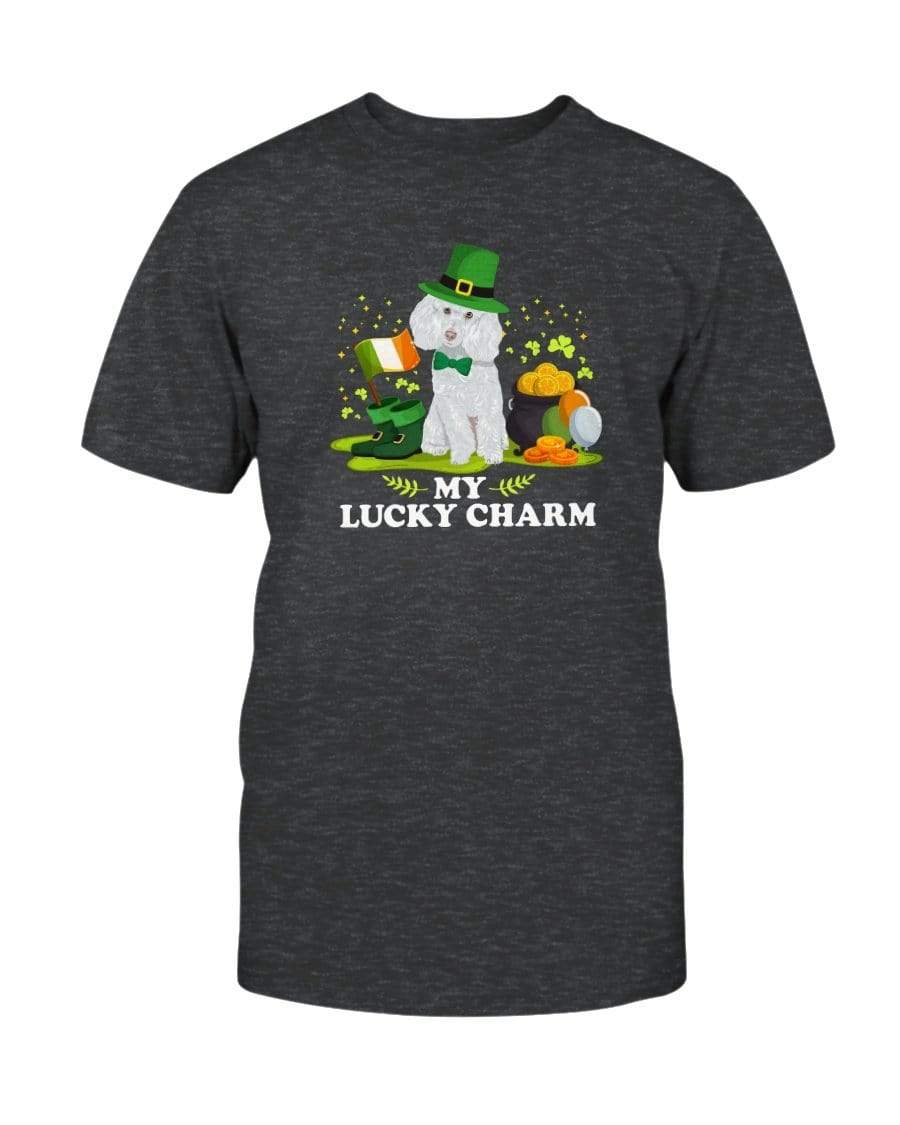 Poodle St. Patricks Day My Lucky Charm Unisex T-Shirt Shirts Dark Grey Heather / S