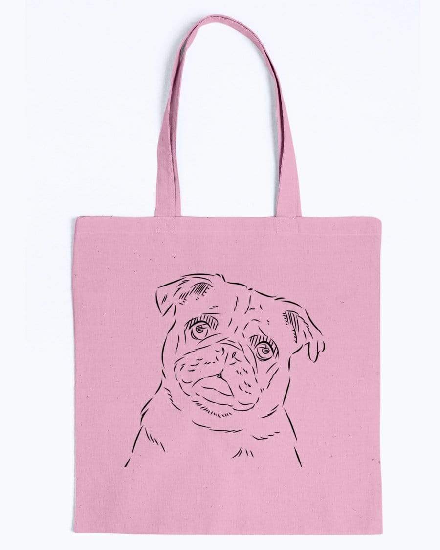 Pug Doodle Dogs Canvas Tote Bag Accessories Pink / M