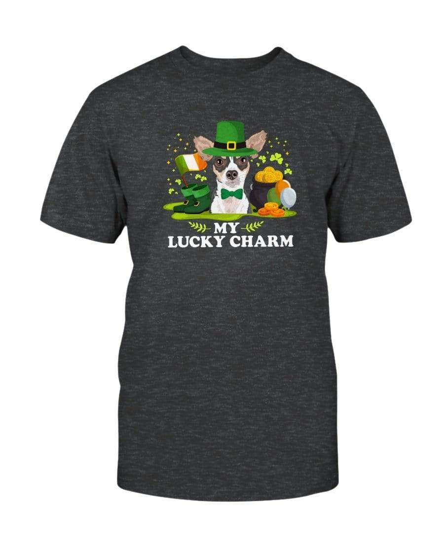 Rat Terrier St. Patricks Day My Lucky Charm Unisex T-Shirt Shirts Dark Grey Heather / S