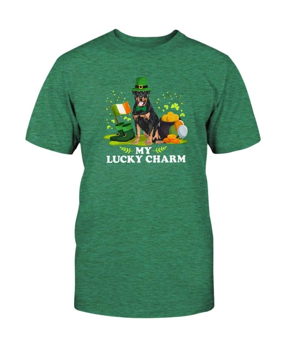 Rottweiler St. Patricks Day My Lucky Charm Unisex T-Shirt Shirts Heather Kelly / S