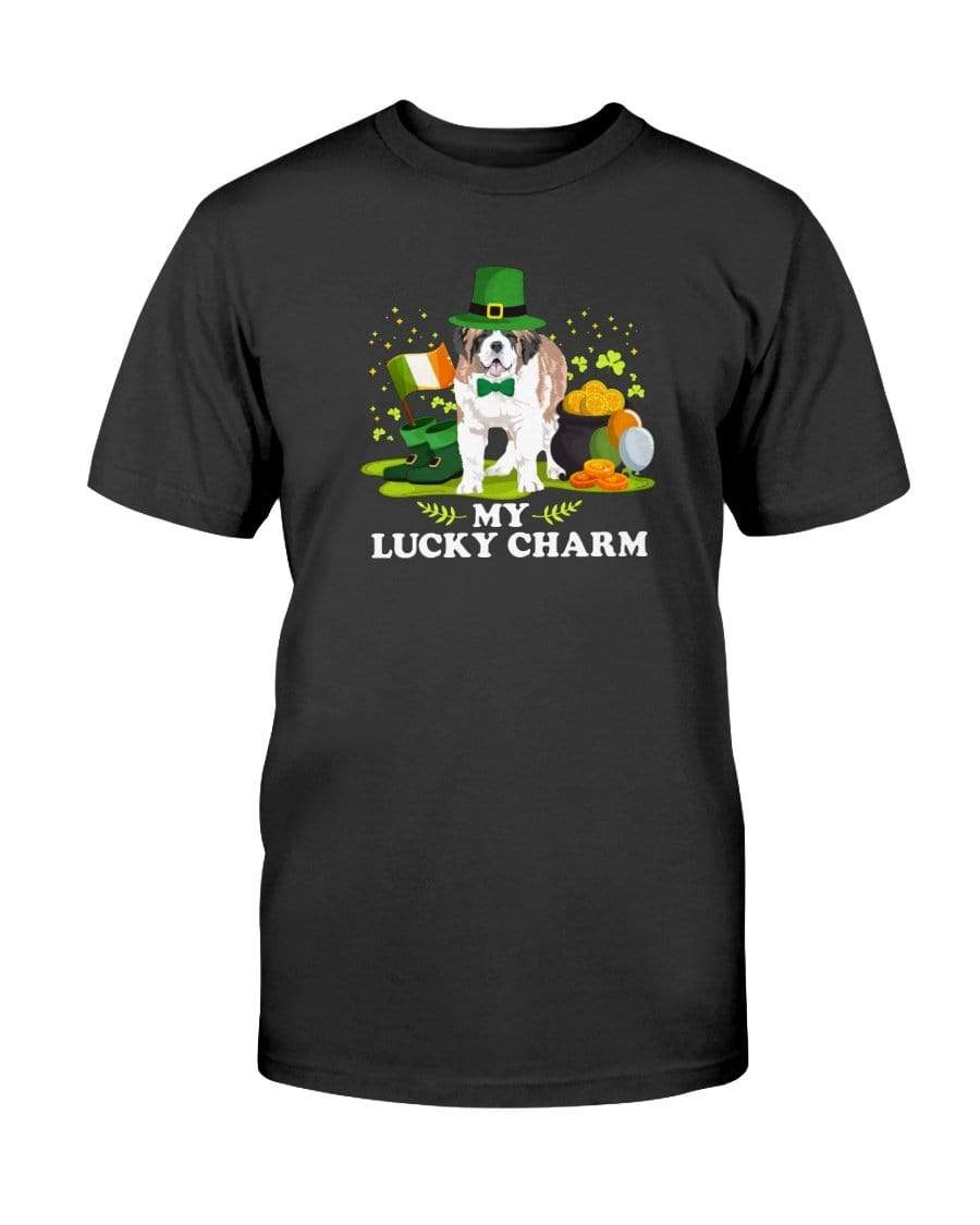 Saint Bernard St. Patricks Day My Lucky Charm Unisex T-Shirt Shirts Black / S