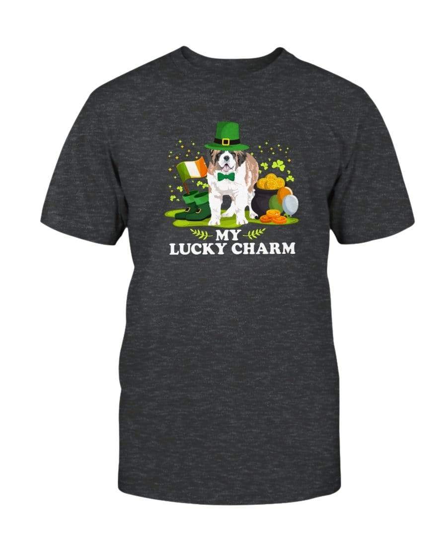 Saint Bernard St. Patricks Day My Lucky Charm Unisex T-Shirt Shirts Dark Grey Heather / S