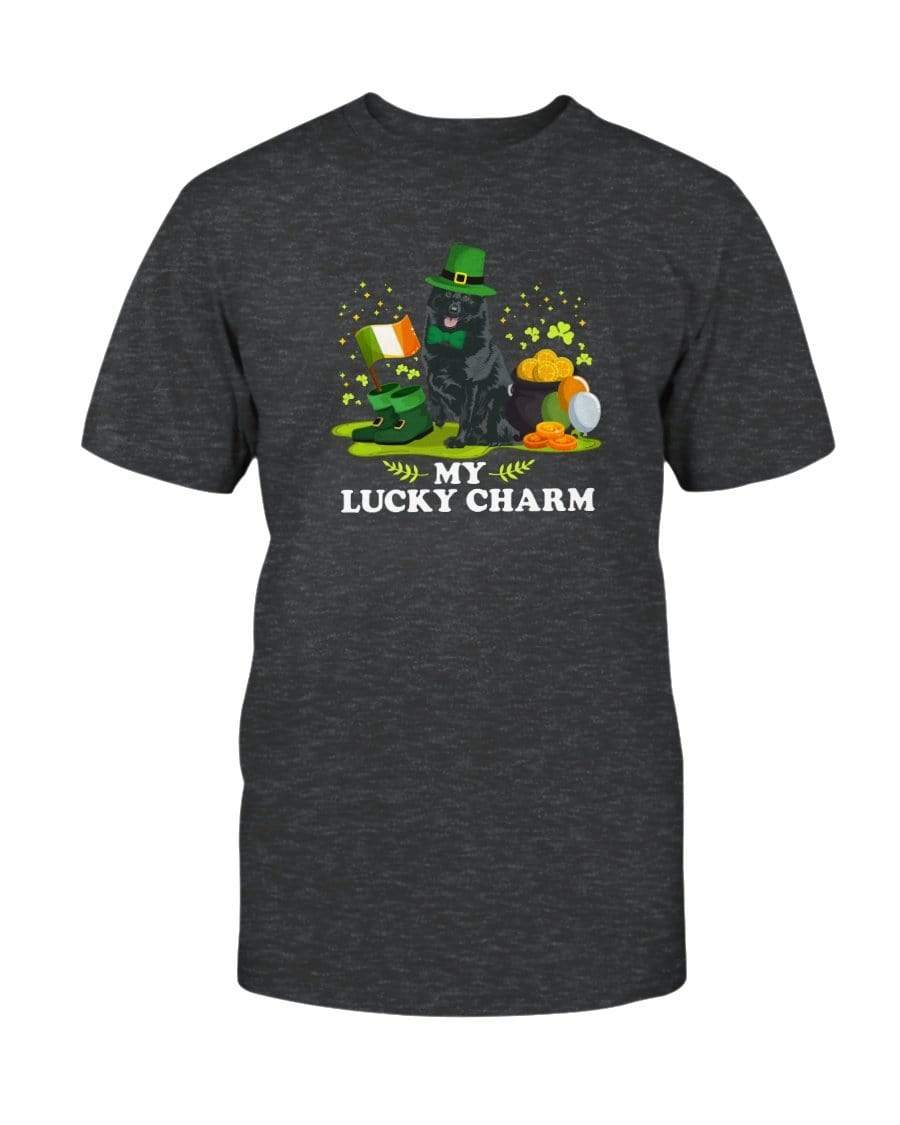Schipperke St. Patricks Day My Lucky Charm Unisex T-Shirt Shirts Dark Grey Heather / S