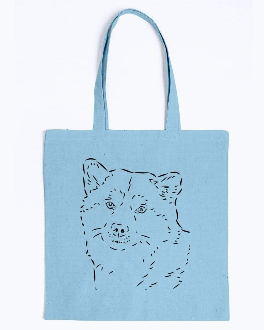 Shiba Inu Doodle Dogs Canvas Tote Bag Accessories Light Blue / M