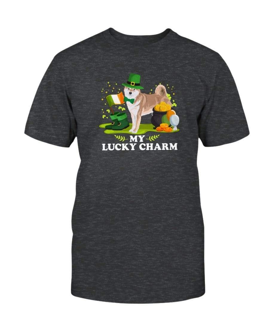 Shiba Inu St. Patricks Day My Lucky Charm Unisex T-Shirt Shirts Dark Grey Heather / S