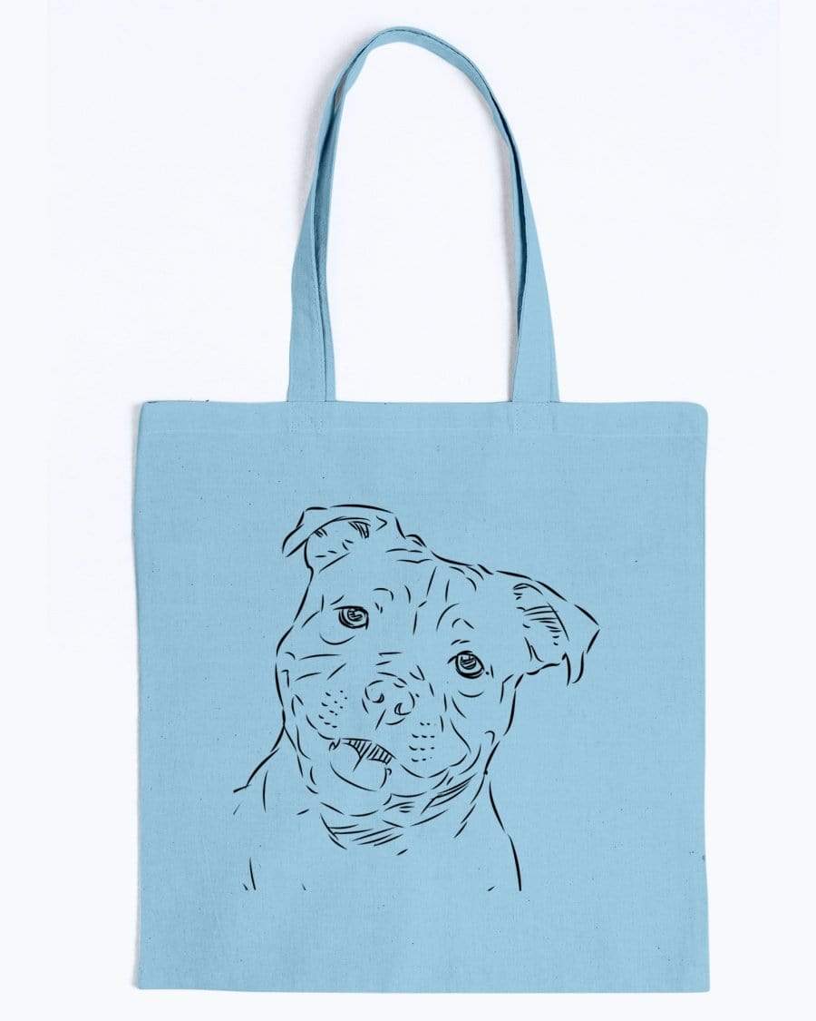 Staffordshire Bull Terrier Doodle Dogs Canvas Tote Bag Accessories Light Blue / M