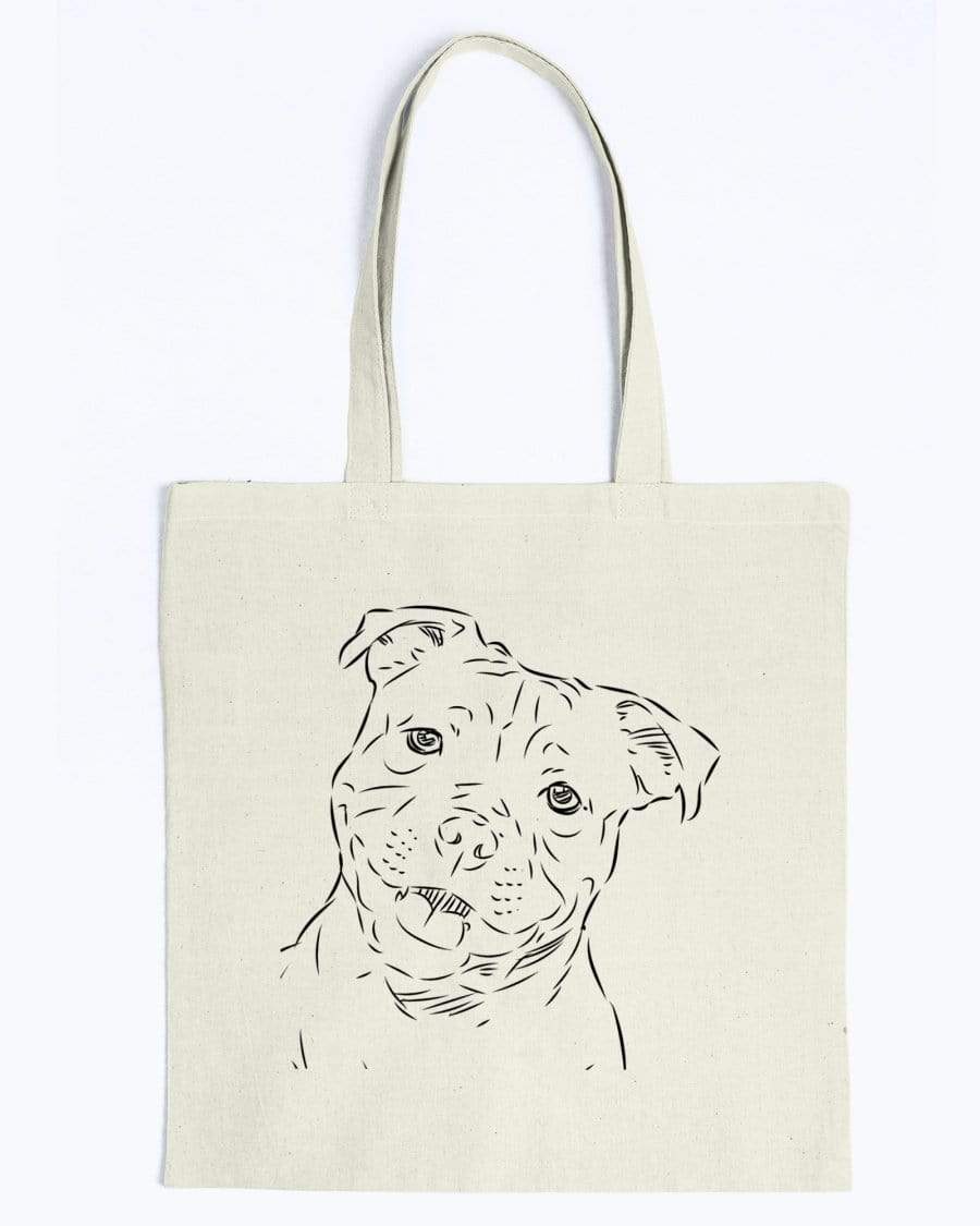 Staffordshire Bull Terrier Doodle Dogs Canvas Tote Bag Accessories Natural / M